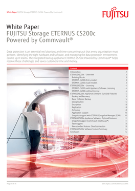 White Paper FUJITSU Storage ETERNUS Cs200c Powered by Commvault