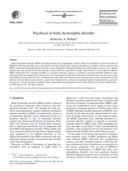 Psychosis in Body Dysmorphic Disorder