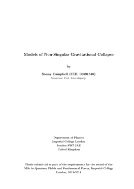 Models of Non-Singular Gravitational Collapse