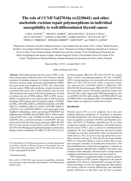 And Other Nucleotide Excision Repair Polymorphisms in Individual Susceptibility to Well-Differentiated Thyroid Cancer