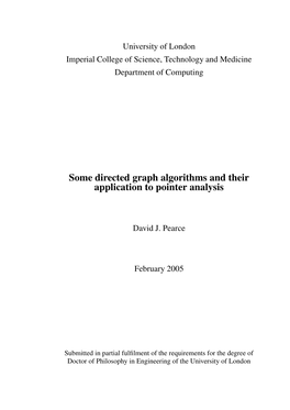 Some Directed Graph Algorithms and Their Application to Pointer Analysis