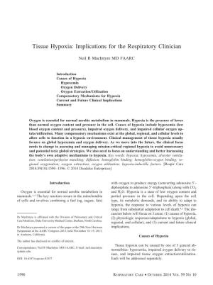 Tissue Hypoxia: Implications for the Respiratory Clinician