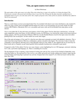 Vim, an Open-Source Text Editor
