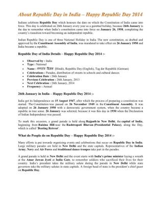 Republic Day of India Details – Happy Republic Day 2014