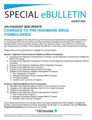 Changes to the Highmark Drug Formularies