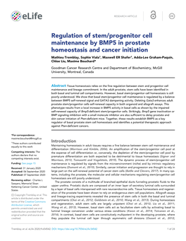 Regulation of Stem/Progenitor Cell Maintenance by BMP5 in Prostate