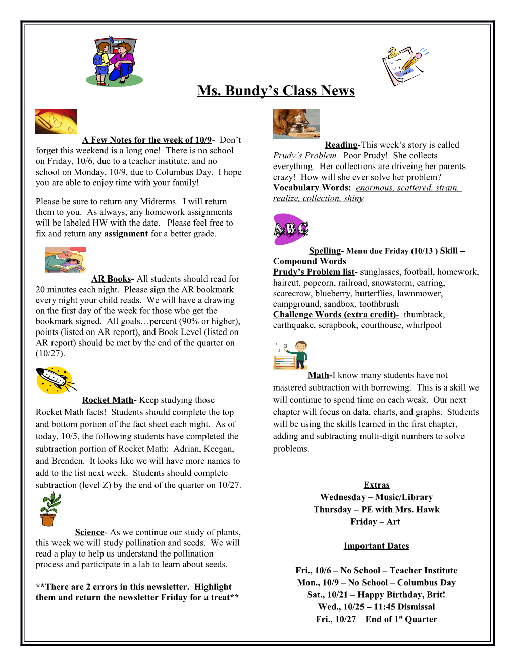 Ms. Bundy S Class News