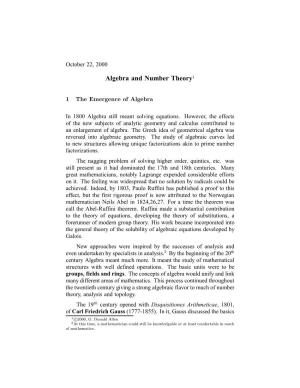 Algebra and Number Theory1