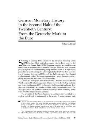 German Monetary Policy in the Second Half of the Twentieth Century
