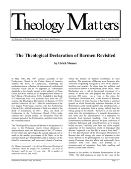 The Theological Declaration of Barmen Revisited