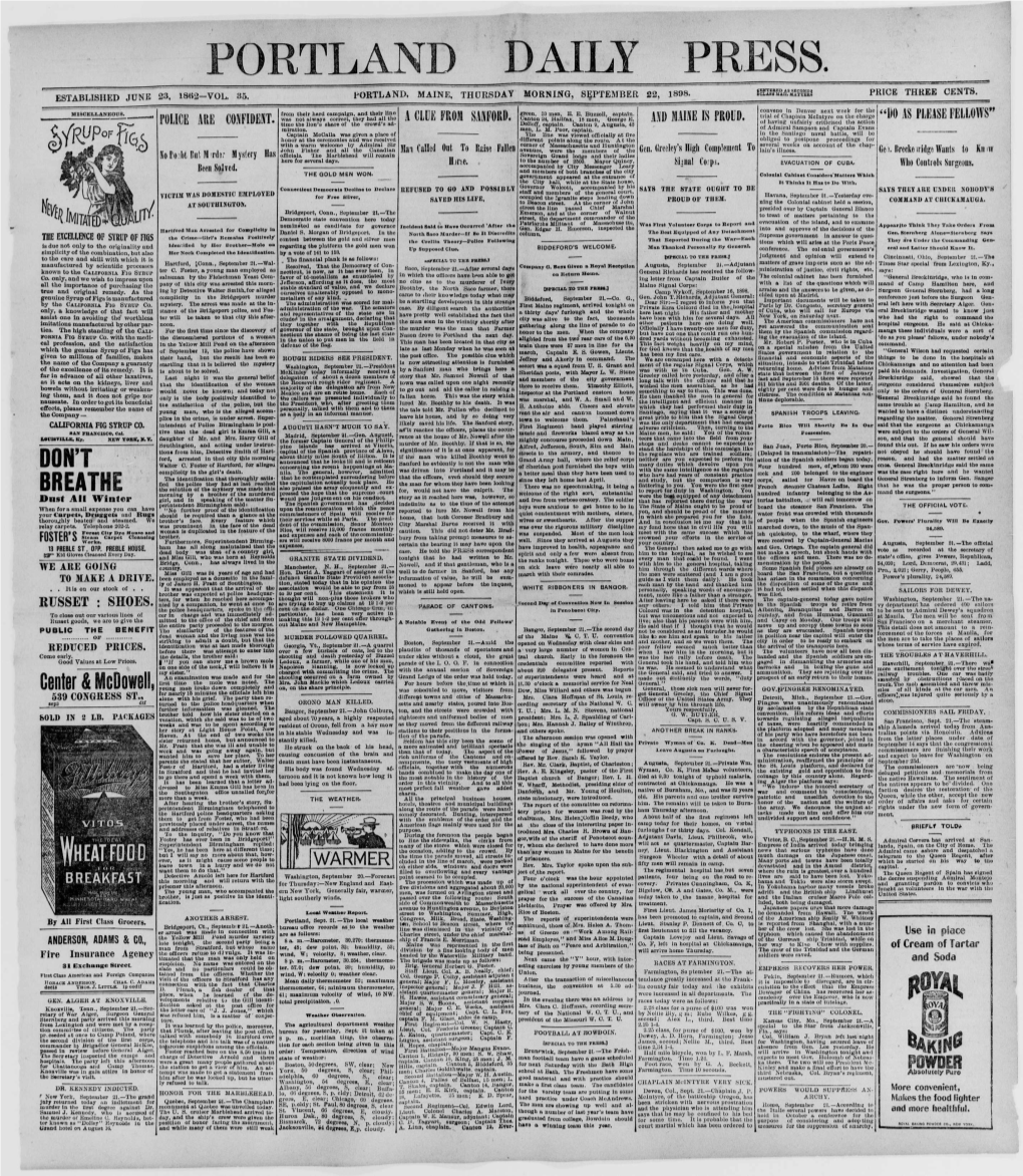 Portland Daily Press: September 22, 1898