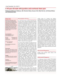 A 48 Year Old Male with Jaundice and Exertional Chest Pain Mohammad Mizanur Rahman, Md