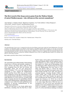 The First Record of the Sargocentron Genus from the Maltese Islands (Central Mediterranean) - Who Will Unravel the Current Conundrum?