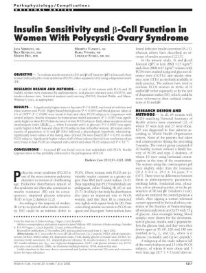 Insulin Sensitivity and ß-Cell Function in Women with Polycystic Ovary