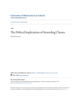 The Political Implications of Amending Clauses