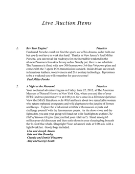 Live Auction Items