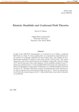 Einstein Manifolds and Conformal Field Theories