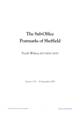 The Sub-Office Postmarks of Sheffield
