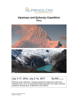 Alpamayo and Quitaraju Expedition Peru