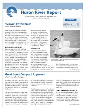 Huron River Report Published Quarterly by the Huron River Watershed Council Protecting the River Since 1965 Spring 2009