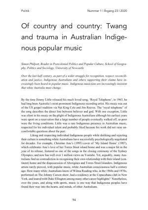 Twang and Trauma in Australian Indige- Nous Popular Music