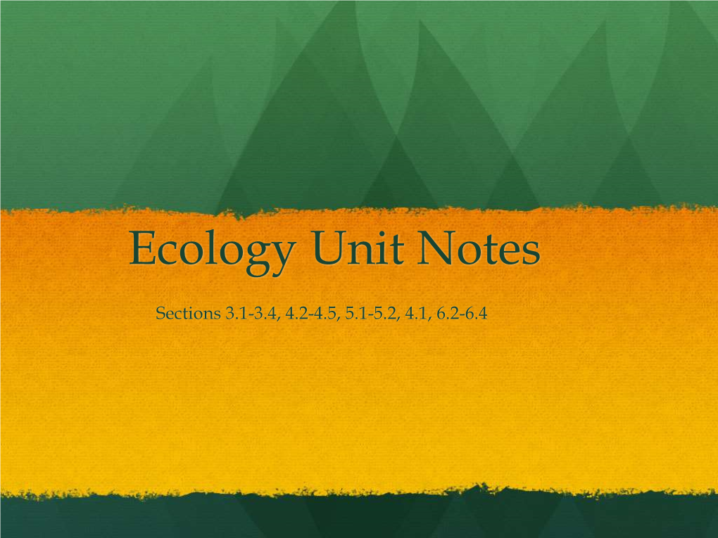 Ecology Unit Notes