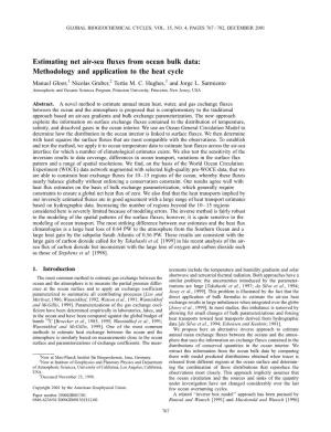 Estimating Net Air-Sea Fluxes from Ocean Bulk Data: Methodology and Application to the Heat Cycle Manuel Gloor,1 Nicolas Gruber,2 Tertia M
