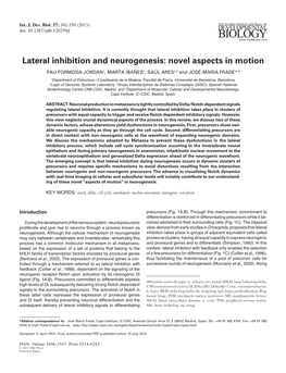 Lateral Inhibition and Neurogenesis: Novel Aspects in Motion PAU FORMOSA-JORDAN1, MARTA IBAÑES1, SAÚL ARES2,3 and JOSÉ-MARÍA FRADE*,4