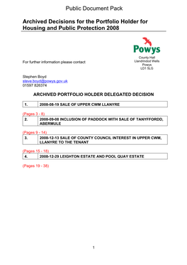 (Public Pack)Agenda Document for Archived Decisions for The