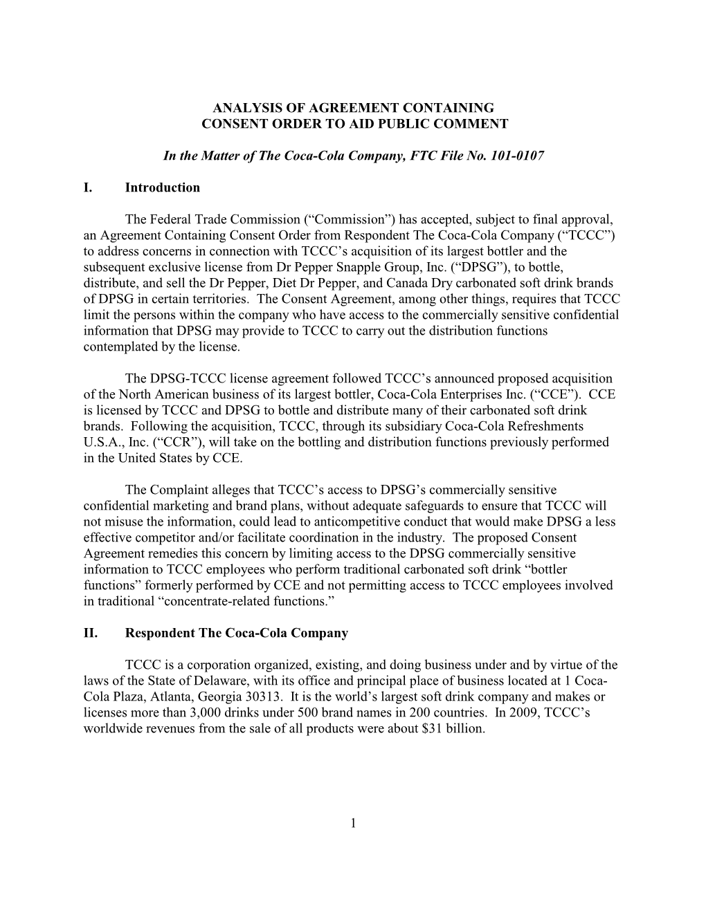 Analysis of Agreement Containing Consent Order to Aid Public Comment