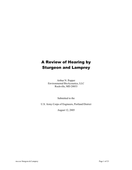 A Review of Hearing by Sturgeon and Lamprey