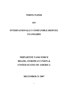 White Paper on Internationally Compatible Biofuel Standards