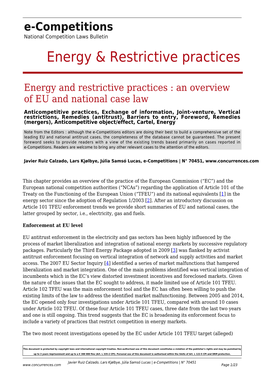 Energy & Restrictive Practices