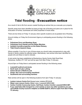 Tidal Flooding - Evacuation Notice