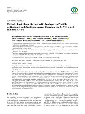 Methyl Chavicol and Its Synthetic Analogue As Possible Antioxidant and Antilipase Agents Based on the in Vitro and in Silico Assays