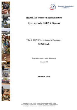 PROJET : Formation /Sensibilisation Lycée Agricole CGEA À Bignona