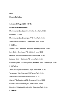 Match Day 2 Fixtures 28/29 August