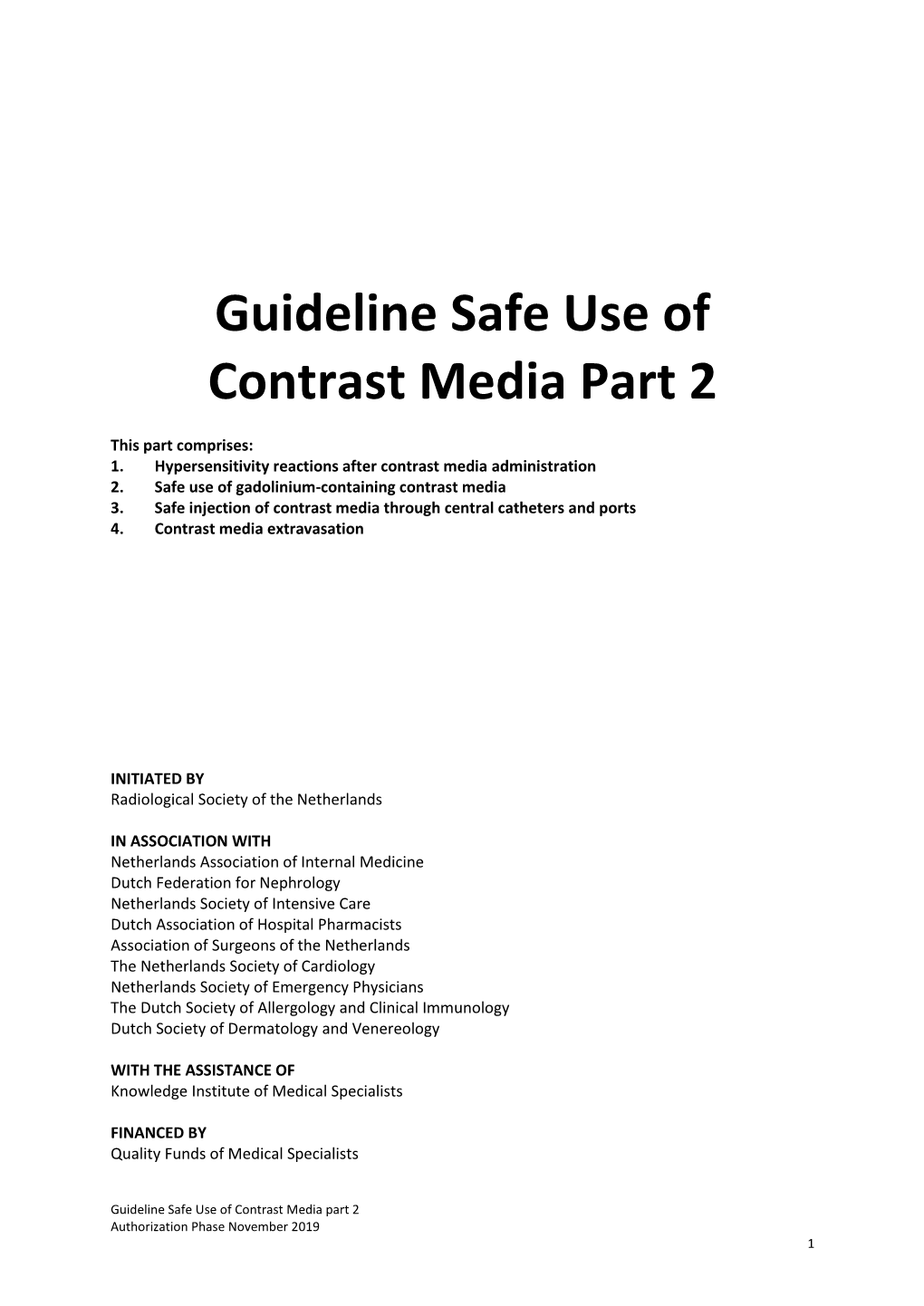 Guideline Safe Use of Contrast Media Part 2