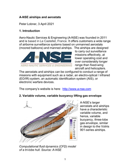 A-NSE Airships and Aerostats Peter Lobner, 3 April 2021 1. Introduction