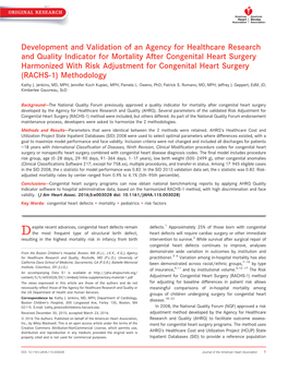 Development and Validation of an Agency for Healthcare Research