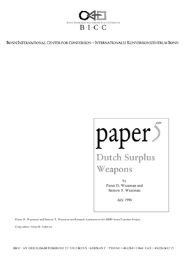 BICC Paper5: Dutch Surplus Weapons