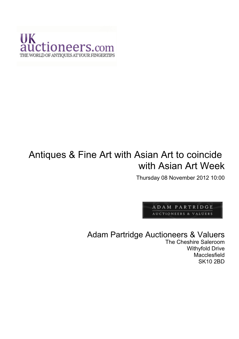 Antiques & Fine Art with Asian Art to Coincide with Asian Art Week