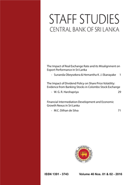 Staff Studies Central Bank of Sri Lanka
