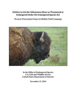 Yellowstone Bison Petition