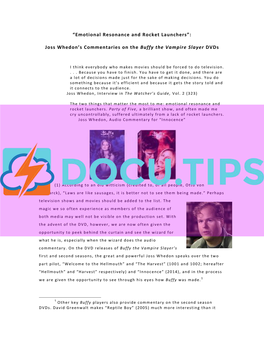 Joss Whedon's Commentaries on the Buffy the Vampire Slayer Dvds