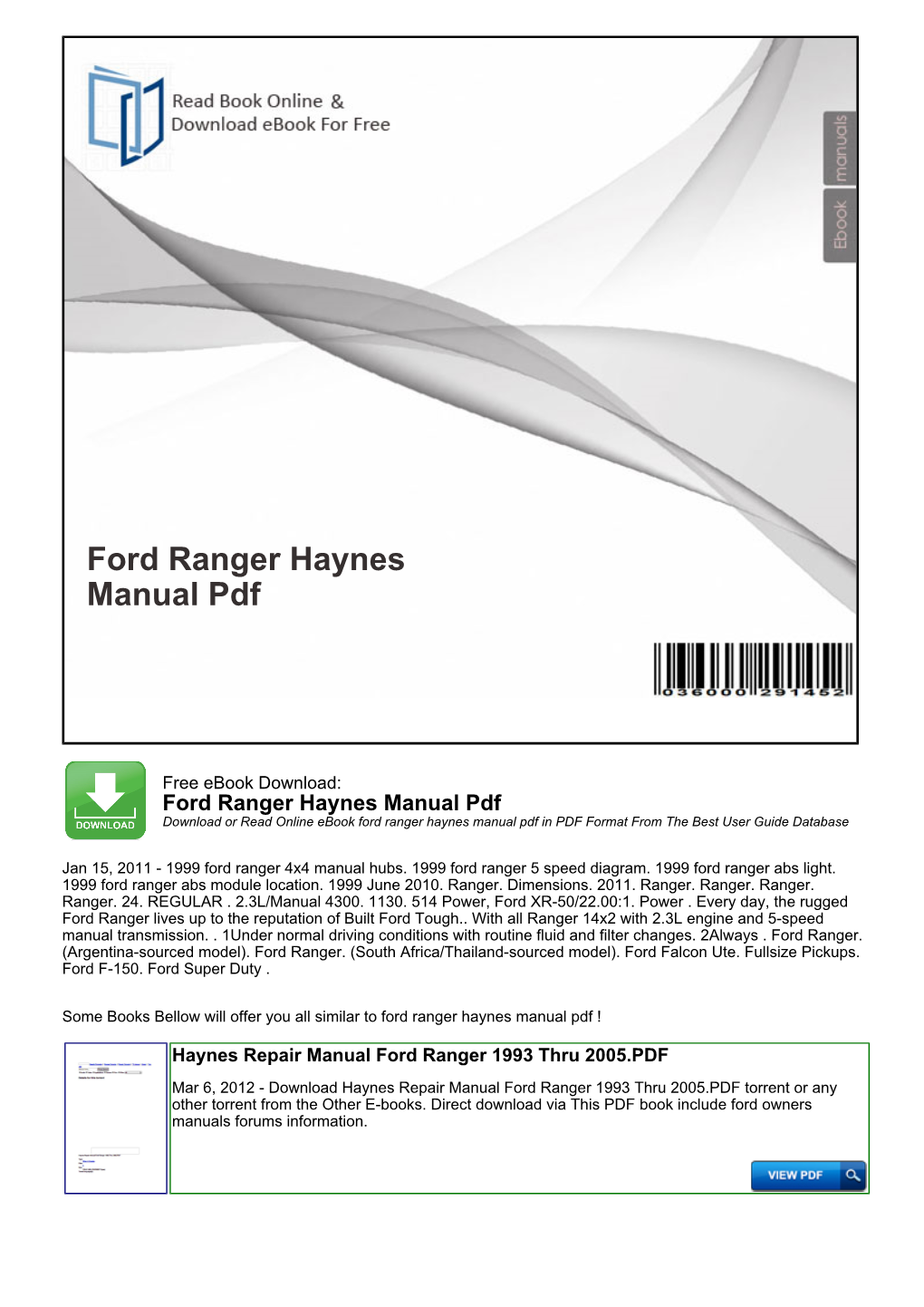 Ford Ranger Haynes Manual Pdf