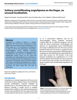 Solitary Noninfiltrating Angiolipoma on the Finger, an Unusual Localization