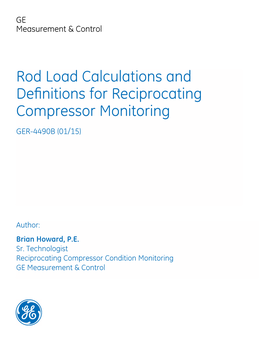Rod Load Calculations and Definitions for Reciprocating Compressor Monitoring