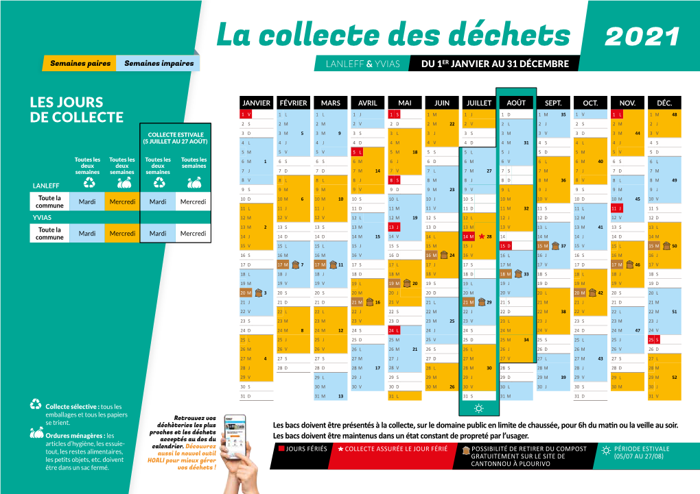 La Collecte Des Déchets 2021 Semaines Paires Semaines Impaires Lanleff & Yvias DU 1ER JANVIER AU 31 Décembre