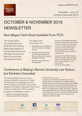 October & November 2015 Newsletter